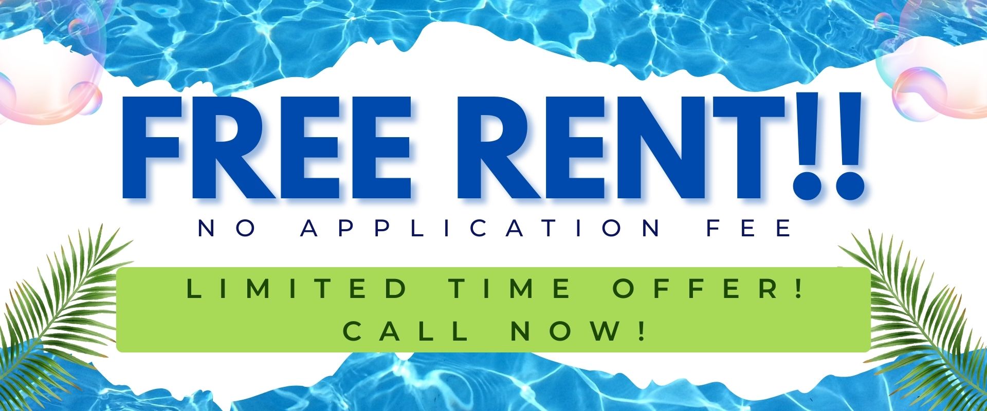 No application fee and free rent!!  Limited Time Offer! Call now!