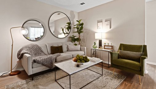 living room at 300 Riverside Apartments located in Austell, GA